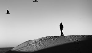 Preview wallpaper lonely, loneliness, desert, bw