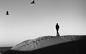 Preview wallpaper lonely, loneliness, desert, bw