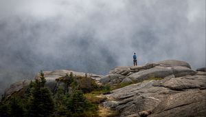 Preview wallpaper lonely, loneliness, fog, rocks