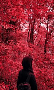 Preview wallpaper lonely, loneliness, hood, red