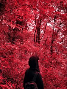 Preview wallpaper lonely, loneliness, hood, red