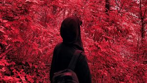 Preview wallpaper lonely, loneliness, hood, red