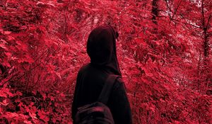 Preview wallpaper lonely, loneliness, hood, red