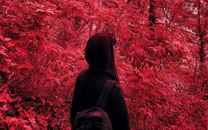 Preview wallpaper lonely, loneliness, hood, red