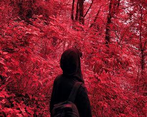 Preview wallpaper lonely, loneliness, hood, red