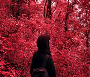 Preview wallpaper lonely, loneliness, hood, red