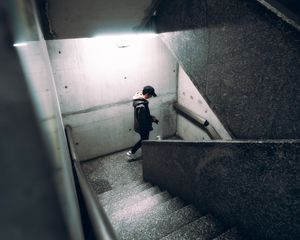 Preview wallpaper lonely, loneliness, photographer, cap, stairs