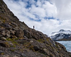 Preview wallpaper lonely, loneliness, rocks, mountain, slope