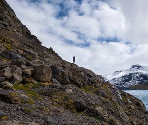 Preview wallpaper lonely, loneliness, rocks, mountain, slope