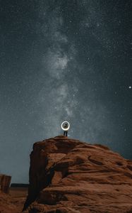 Preview wallpaper lonely, loneliness, rocks, canyon, night