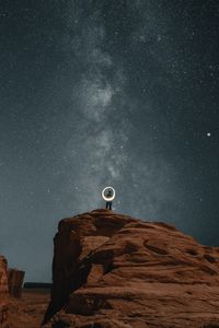 Preview wallpaper lonely, loneliness, rocks, canyon, night