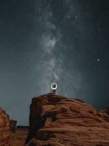 Preview wallpaper lonely, loneliness, rocks, canyon, night