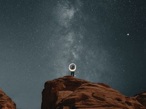 Preview wallpaper lonely, loneliness, rocks, canyon, night