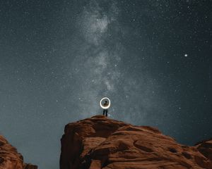 Preview wallpaper lonely, loneliness, rocks, canyon, night