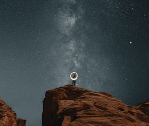 Preview wallpaper lonely, loneliness, rocks, canyon, night