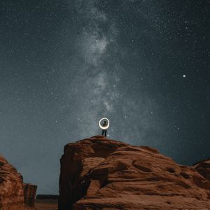 Preview wallpaper lonely, loneliness, rocks, canyon, night