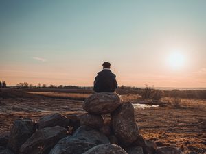 Preview wallpaper lonely, loneliness, rocks, horizon