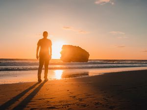 Preview wallpaper lonely, loneliness, sunset, beach