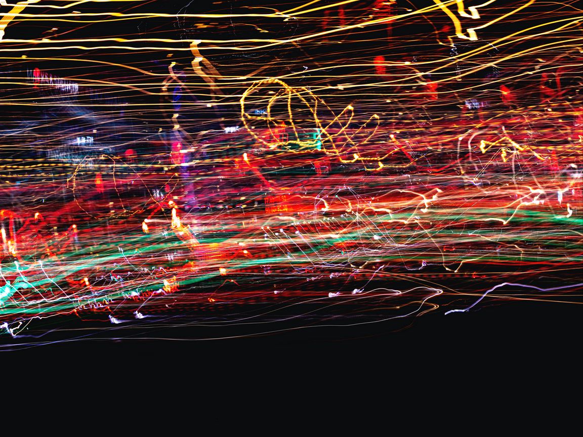1152x864 Wallpaper long exposure, neon, lines, colorful, night