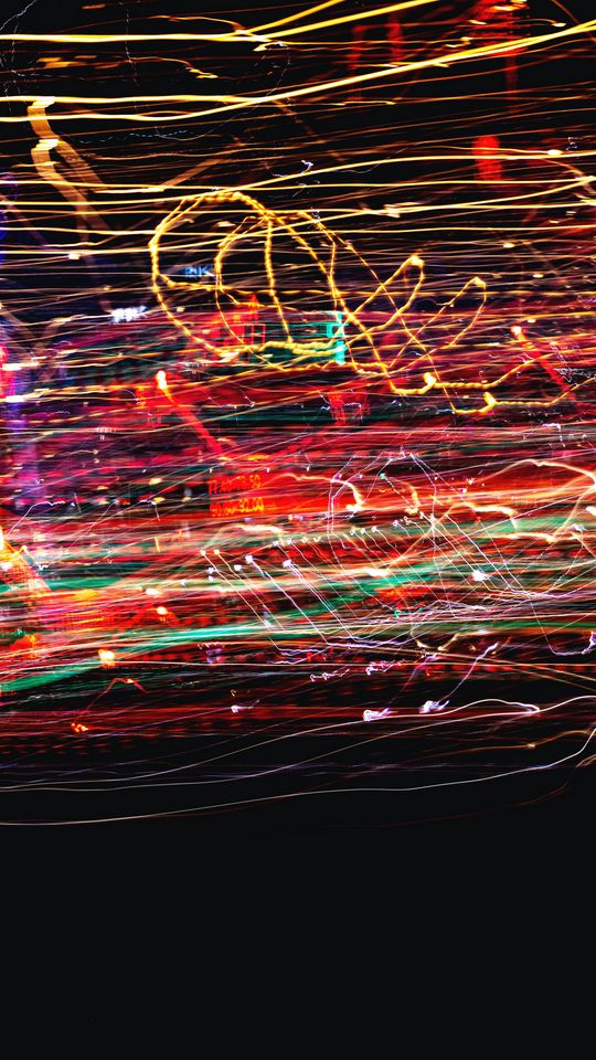 540x960 Wallpaper long exposure, neon, lines, colorful, night