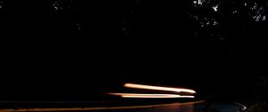 Preview wallpaper long exposure, night, road, turn, darkness