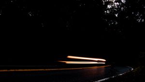 Preview wallpaper long exposure, night, road, turn, darkness