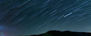 Preview wallpaper long exposure, stars, starry sky, hill, night