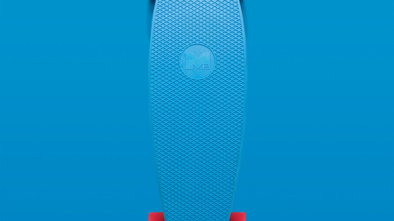 Wallpaper longboard, skateboard, blue, red, minimalism