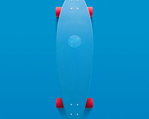 Preview wallpaper longboard, skateboard, blue, red, minimalism