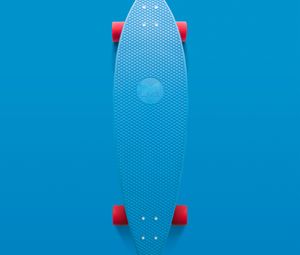 Preview wallpaper longboard, skateboard, blue, red, minimalism