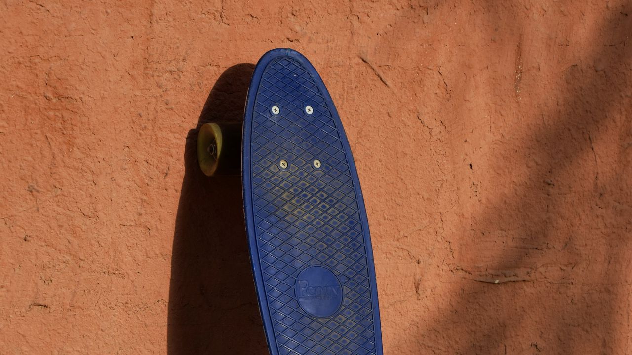 Wallpaper longboard, skateboard, wall, shadow