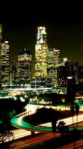 Preview wallpaper los angeles, city, night, street, skyscrapers