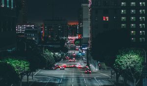 Preview wallpaper los angeles, night city, road, traffic