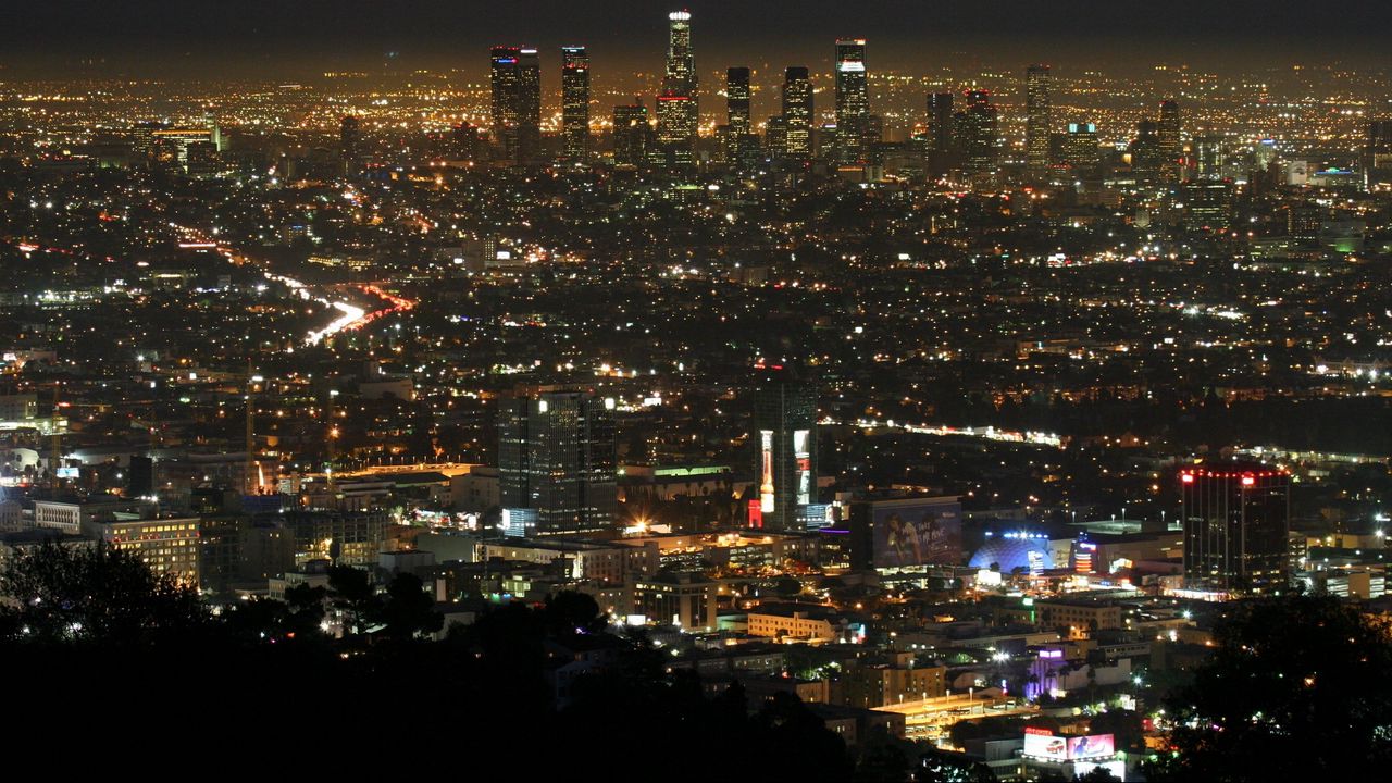Wallpaper los angeles, night, view, top view