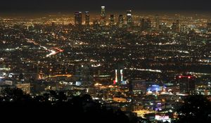 Preview wallpaper los angeles, night, view, top view