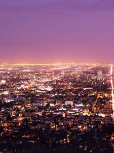 Preview wallpaper los angeles, usa, panorama, night city