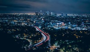 Preview wallpaper los angeles, usa, skyscrapers, night, top view