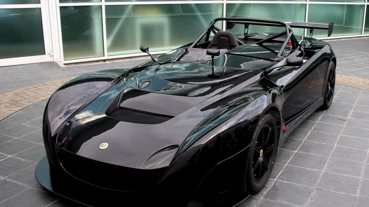 Wallpaper lotus, black, car, front view, convertible, sports car