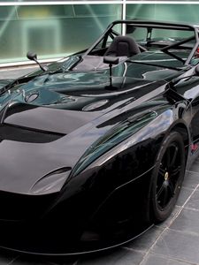 Preview wallpaper lotus, black, car, front view, convertible, sports car