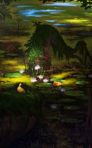 Preview wallpaper lotus, swamp, dark