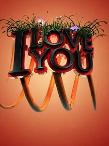 Preview wallpaper love, acceptance, flowers, grass, letters