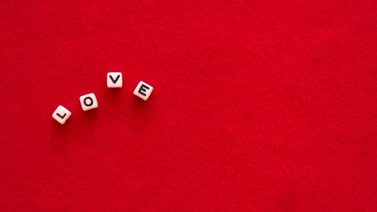 Wallpaper love, cubes, word, message, red