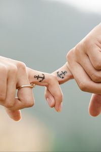 Preview wallpaper love, hands, romance, tattoos, couple, anchor