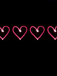 Preview wallpaper love, hearts, heart, neon