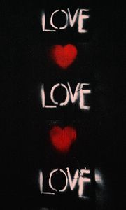 Preview wallpaper love, hearts, words, graffiti