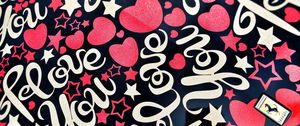 Preview wallpaper love, lettering, hearts, stars, paint