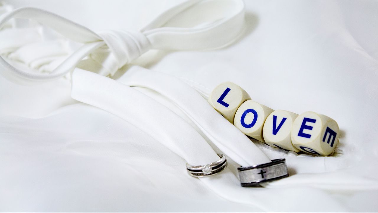 Wallpaper love, letters, rings, wedding