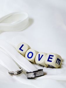 Preview wallpaper love, letters, rings, wedding
