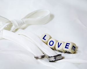 Preview wallpaper love, letters, rings, wedding