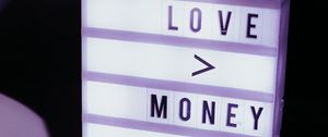 Preview wallpaper love, money, words, sign, light